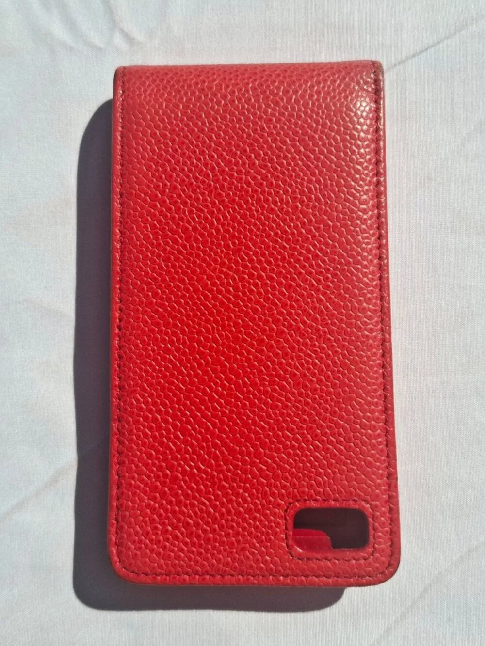 Authentic CHANEL Case Caviar Skin CC Logo iPhone 4 4S Compatible in Coral